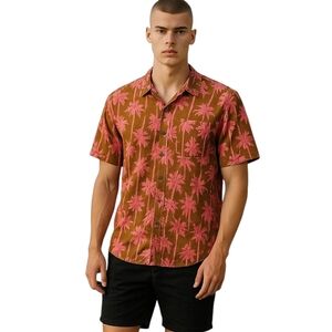ABOUND Fleur Print Camp Shirt In Rust Pecan/pink Palm. Size Medium NWT